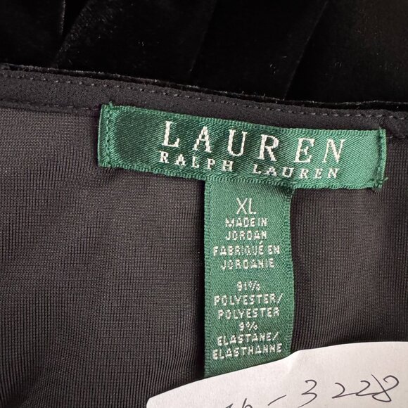 Lauren Ralph Lauren Velvet Top Womens XL Black Solid Keyhole Stretch TP-3228 - Picture 5 of 6